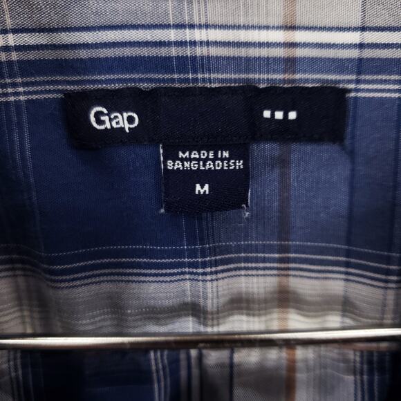 Gap Shirt Mens Medium Blue White Plaid Long Sleeve Casual Collared Button Up Top - Picture 4 of 4